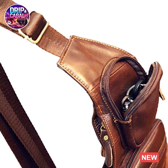 Genuine Leather Sling Bag Backpack Crossbody Shoulder Daypack Travel